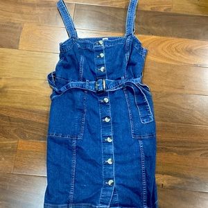 Divided denim overall dress large